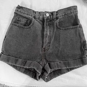 American Apparel High Waisted Black Denim Shorts